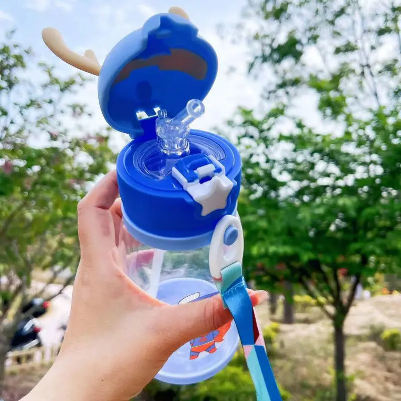 550ML Children Bottle for Outdoor Travel School Cute Cartoon Animal Baby Water Bottle with Shoulder Strap for Boy Girl