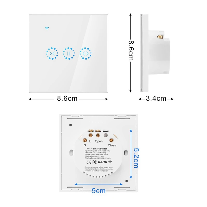 EU Plug,Smart Home WiFi Electrical Press Smart Blinds Curtain Switch Voice Control By Alexa Echo Google Home Blinds Motor