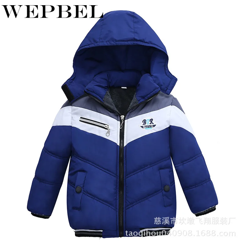 WEPBEL/зимняя куртка для мальчиков, парки детская верхняя одежда, пальто куртка с капюшоном детская теплая хлопковая стеганая одежда куртка для мальчиков