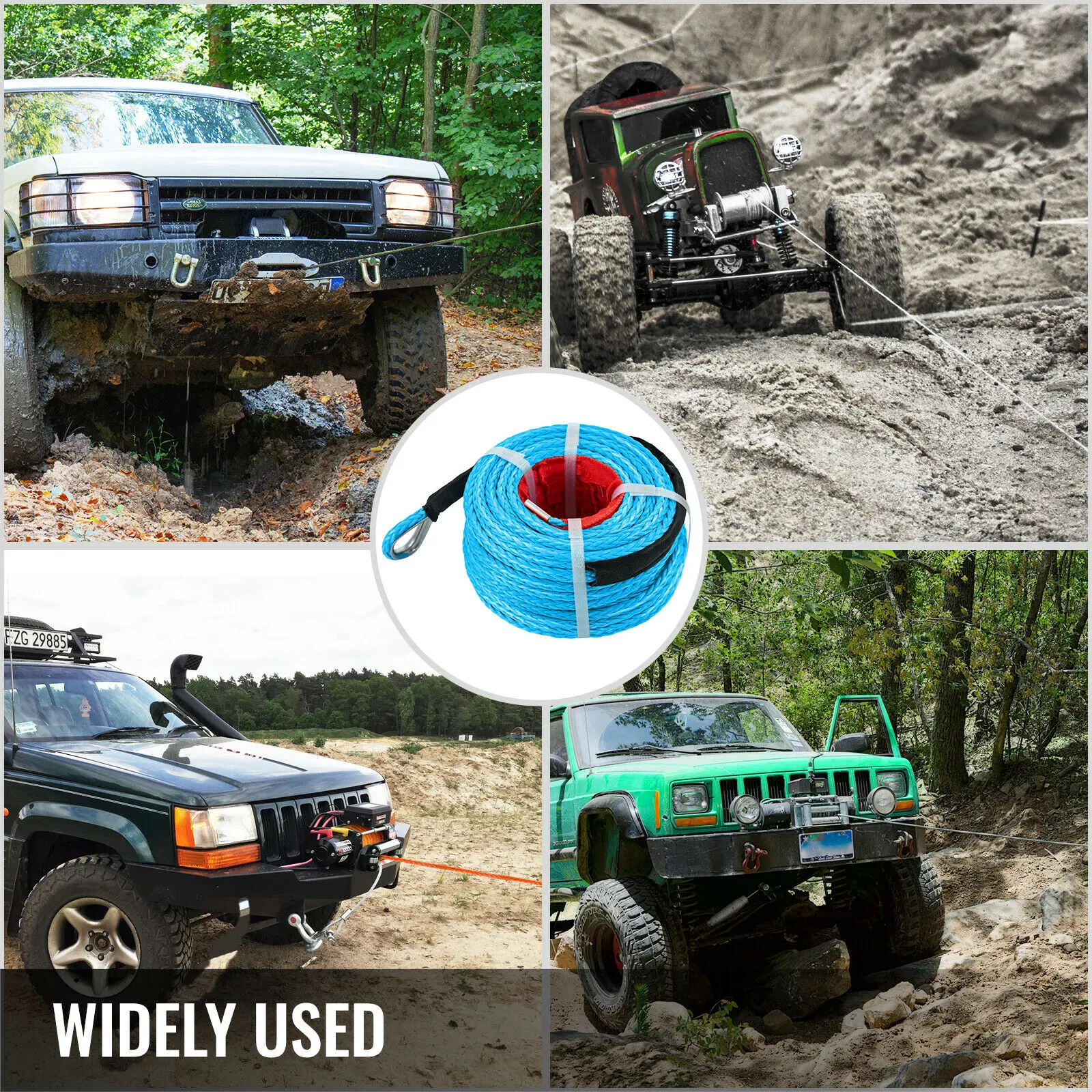 3/8x100 Synthetic Winch Rope With Hook Winch Cable w/Protective Sleeve For  4WD ATV SUV UTV Trucks - AliExpress