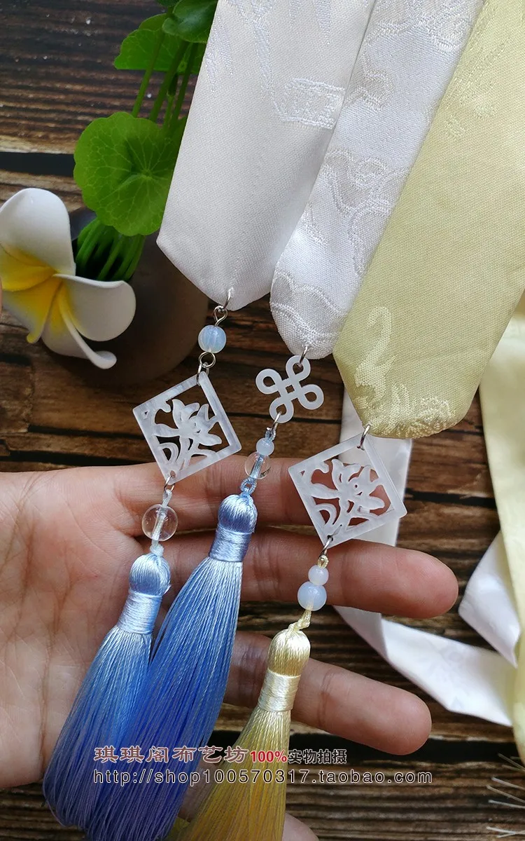 Hanfu повязка для волос древняя стильная повязка на голову кисточка стример сплошной цвет для мужчин и женщин повязка для волос с кисточками вытирая аксессуары для волос