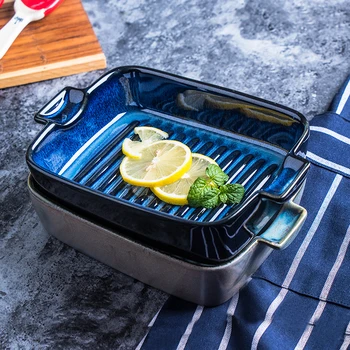 

Japanese kiln changed binaural cheese baking oven microwave baking bowl home western food baking ceramic baking tray LB72311