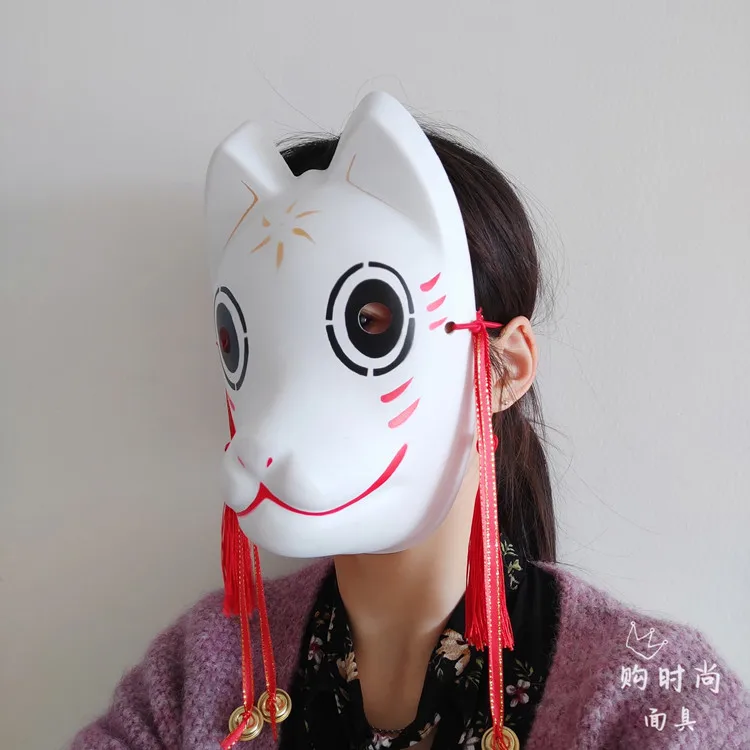 Anime Demon Slayer Fox Masks Japanese Cat Mask Half Face Masquerade  Festival Kabuki Kitsune Masks Party Cosplay Propsani. Mesh - AliExpress