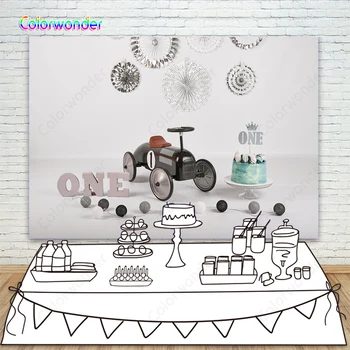 

Cake Smash Backdrop Photography Vintage Airplane 1st First Birthday Party Boys Silver Paperflowers Gold Prince Crown Backgrounds