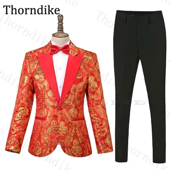 

Thorndike Peaked Lapel Print Men Wedding Suit Custom Made 2 Piece Set Wedding Suit For Men Elegant Singgle Breasted Party Tuxedo