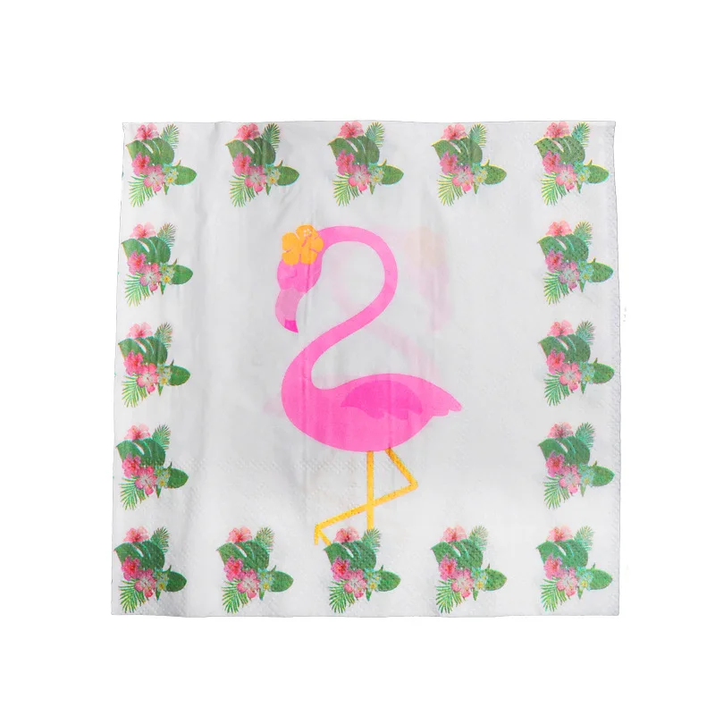 Napkin-20Pcs Набор для вечеринки в честь Дня Рождения, для девочек, с рисунком фламинго, свадебные украшения, одноразовые столовые приборы, вечерние тарелки, бумажные соломинки, для детского душа - Цвет: Napkin-20Pcs