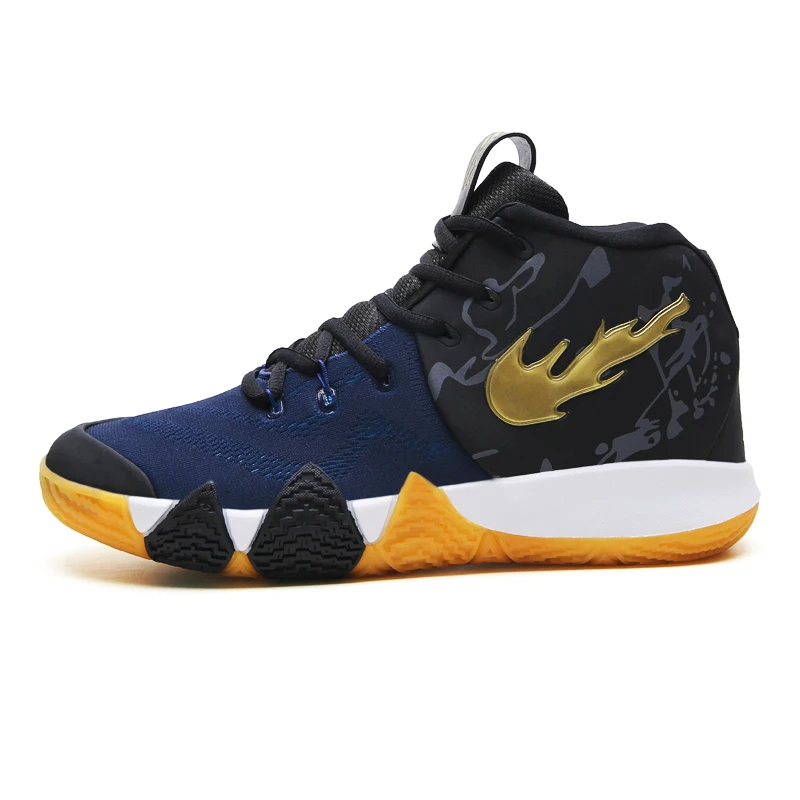 black and blue Мужские баскетбольные кроссовки Kyrie, дышащие противоударные высокие кроссовки, амортизирующие кроссовки для баскетбола, кроссовки, уличные тренировочные ботильоны - Цвет: black and blue