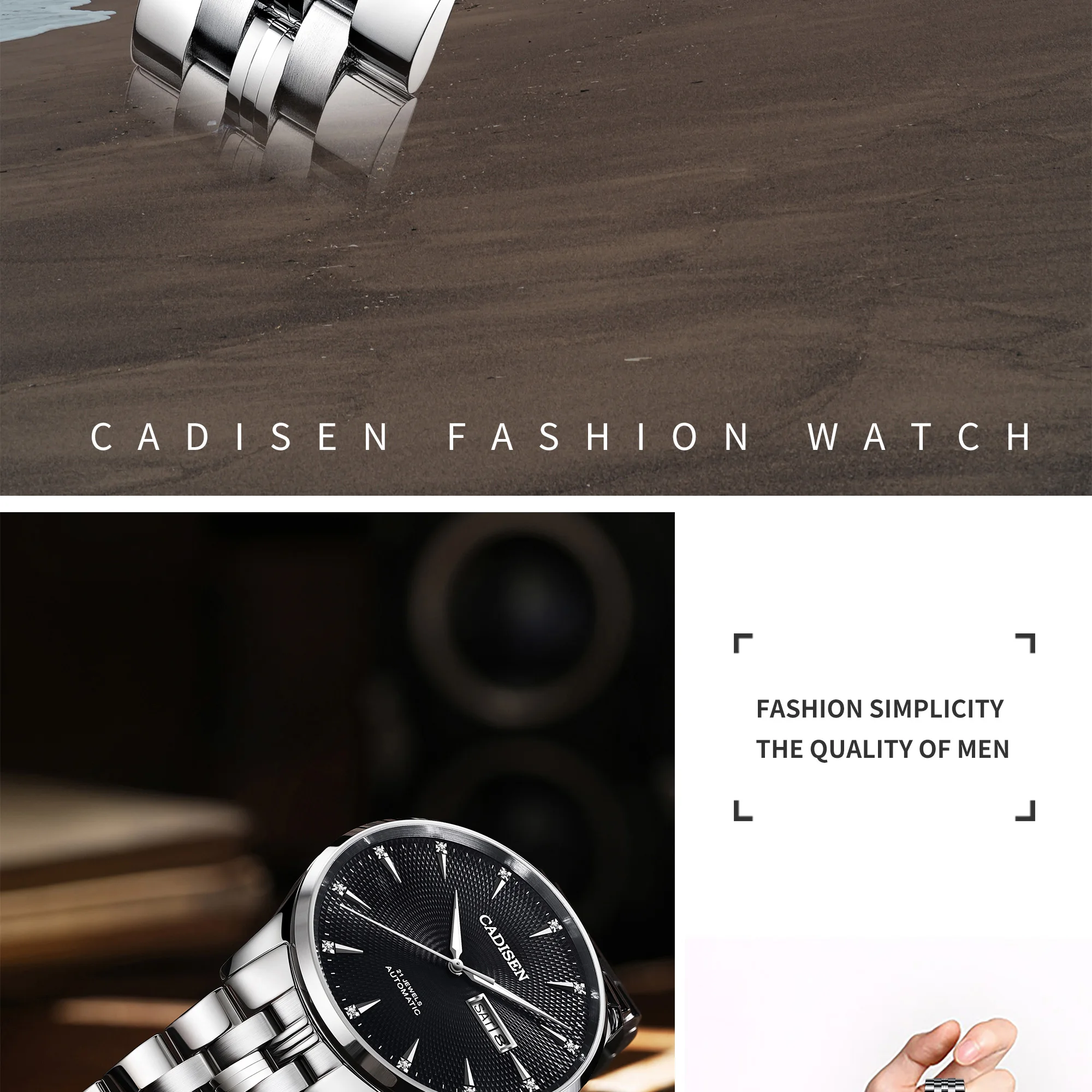 CADISEN Men Watches Automatic Mechanical Top Luxury Brand MIYOTA 8205 Men's Wrist watch Sapphire Waterproof relogio masculino