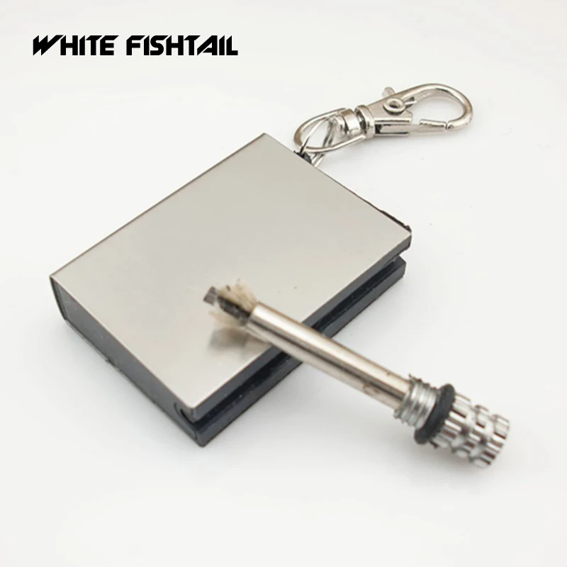 

WHITE FISHTAIL Brushed Metal Emergency Fire Start Flint Lighter Outdoor Waterproof Compact Portable Matches Safety Durable