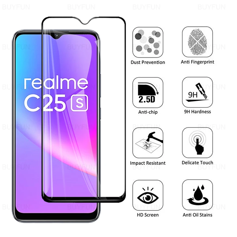 2I1N Full Cover Protective Glass For OPPO Realme C25s C25 C21 C20a C Screen Protector Lens Camera Glass Film for c25 s c 25s 20a phone screen guard