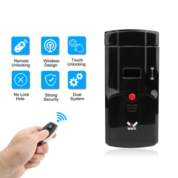 

WiFi Smart Remote Electronic Lock Keyless Entry Invisible Anti-theft Security Locks with 4 Remote Controllers No Drills Needed