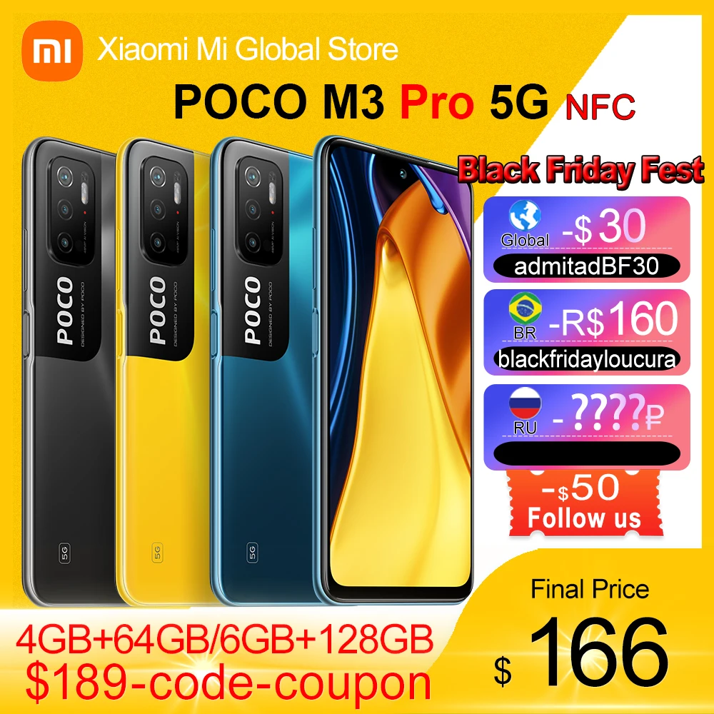 Смартфон глобальная версия POCO M3 Pro 700 дюйма 128 ГБ 6 5 Гц тройная камера 48 МП |