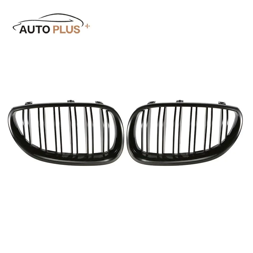 

Hot New Pair of Gloss Black Car Front Grilles with Double Line for BMW E60 4-Door 2003-2009