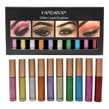 

10pcs/Lot Glitter Liquid Eyeliner Sequin Shimmer Waterproof Metallic Eye Liners Silver Gold Eye Makeup Cosmetic