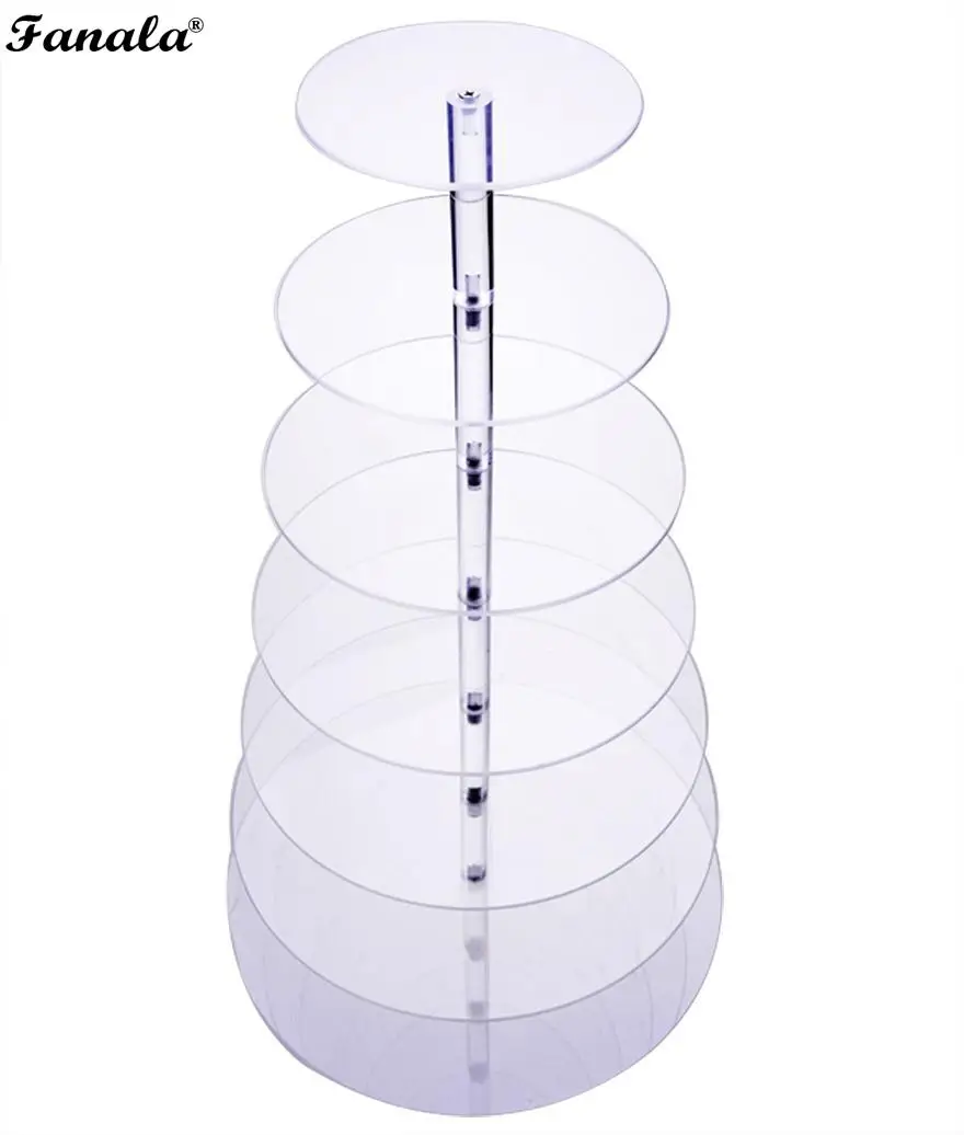 7 Tier Cake Display Stand Round Macaron Glass Tower Cake Stand PVC Tray Display Rack Wedding Birthday Cake Decorating Tools