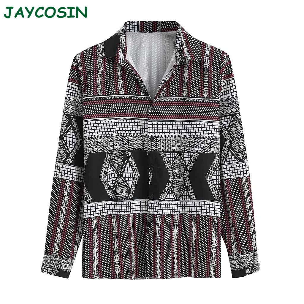 JAYCOSIN, Мужская одежда,, этнический стиль, граффити, принт, рубашка, Homme, модная, повседневная, длинный рукав, тонкая рубашка, мужская, Осень-зима 1115