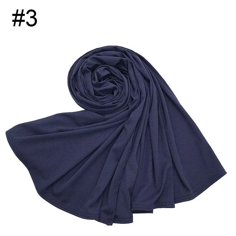 Премиум ребристый Джерси-шарф высокого качества зимние женские мусульманские эластичные хиджабы - Цвет: 3