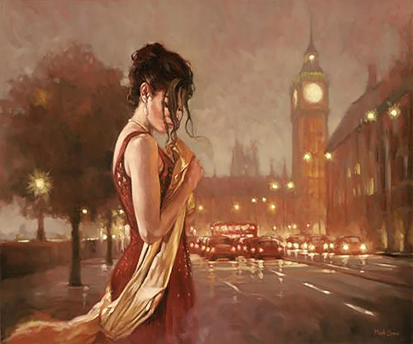 

L1109 Women's Back cross stitch Oil painting girl 11/ 14ct /16/28/27CT cloth cotton thread embroidery DIY handmade needlework