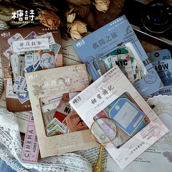 

Memories collection series Cute Custom Sticker Diary Stationary Flakes Scrapbook DIY Decorative Label Retro travel stickers