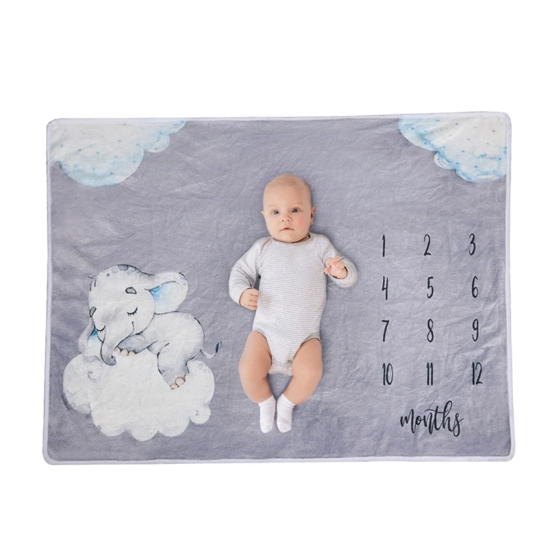Baby Monthly Record Growth Milestone Blanket Newborn Flannel Swaddle Wrap Cloth