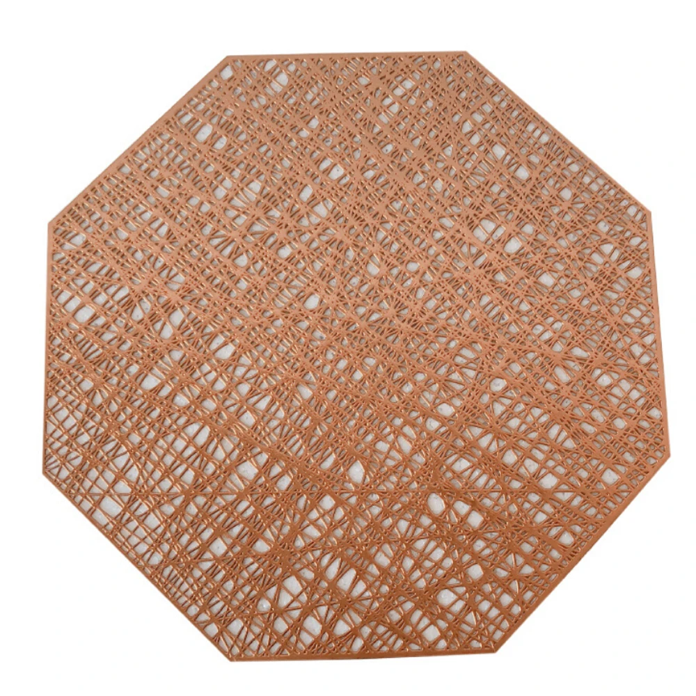 1PCS PVC Placemats Octagonal Hollow Waterproof Non Slip Table Mats Heat-insulated Pad Coaster Home Decoration Dinner Placemat - Цвет: C