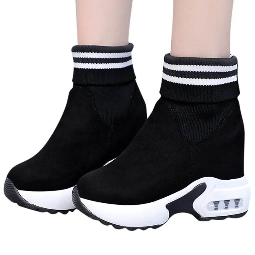 

2019 Women's Shoes Thick Soled Increasing Sports Student Short Boots Lady's Socks Shoes Women's Autumn Shoes Zapatos De Mujer