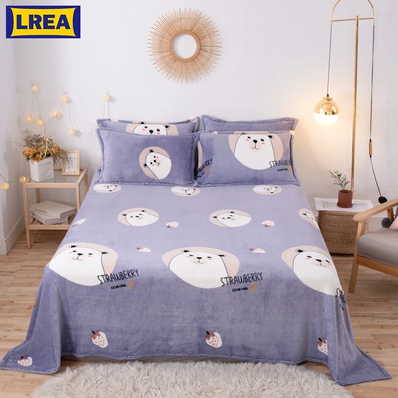 

LREA High Density плед bear print coral fleece blanket throw adult travel winter decorations for home