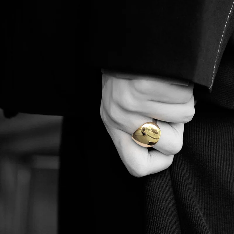 

Leouerry Elegant Fashion Exaggeration Rings 925 Sterling Silver Glossy Curved Surface Rings for Women Minimalist Jewelry Gifts