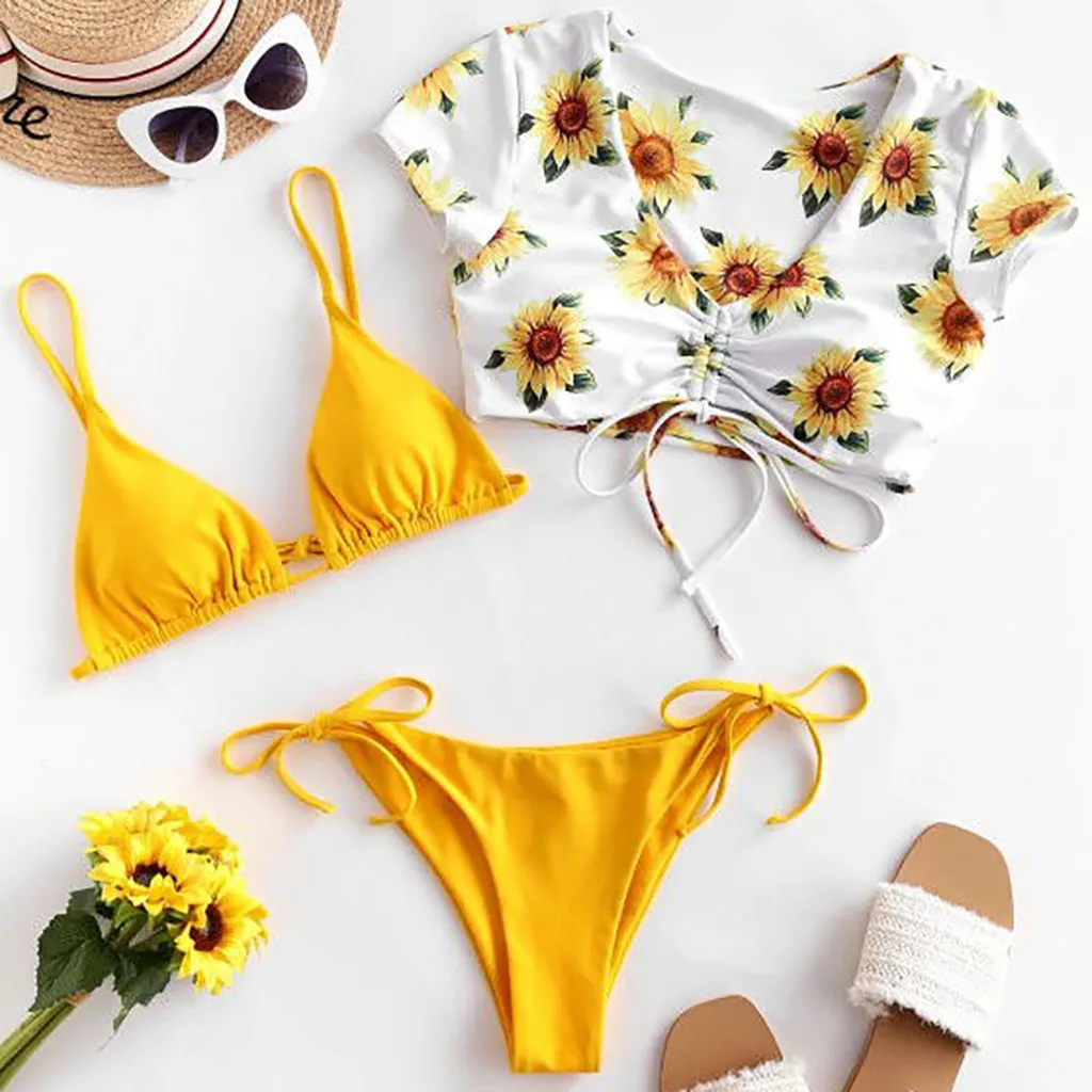 yellow flower swimsuit