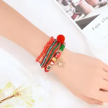 Рождественский стильный полимерный браслет, широкий многослойный браслет, плетеный шнур дружбы, браслет ручной работы