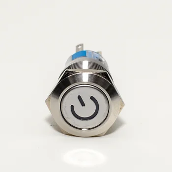 

10Pcs 16/19/22mm metal button switch high flat head power symbol LED light self-locking reset 12V 3 feet 5 feet