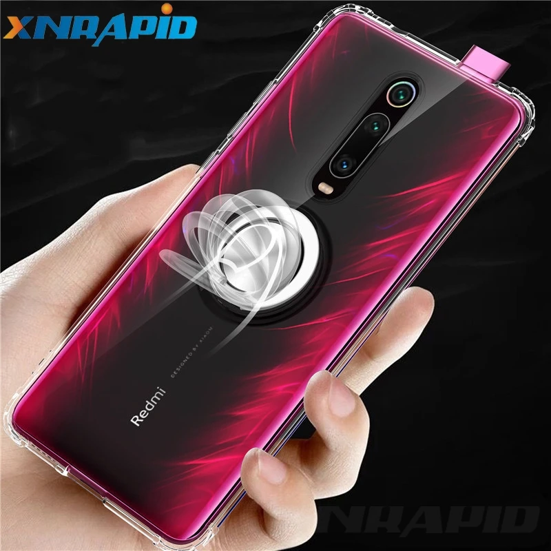 

For Xiaomi Mi 9T Pro Redmi K20 Pro Mi 9 SE Mi 8 Lite 7A Note 7 Pro 7S Y3 Case Transparent Soft TPU Silicone Ring Holder Cover