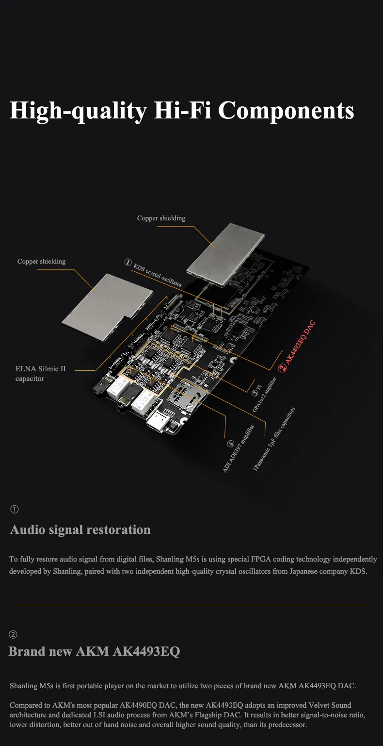 Shanling M5s AK4493EQ DAC Портативный Hi-Res Музыкальный плеер HIFI DAP MP3 с aptX Bluetooth особенности DSD256 для бега спорта