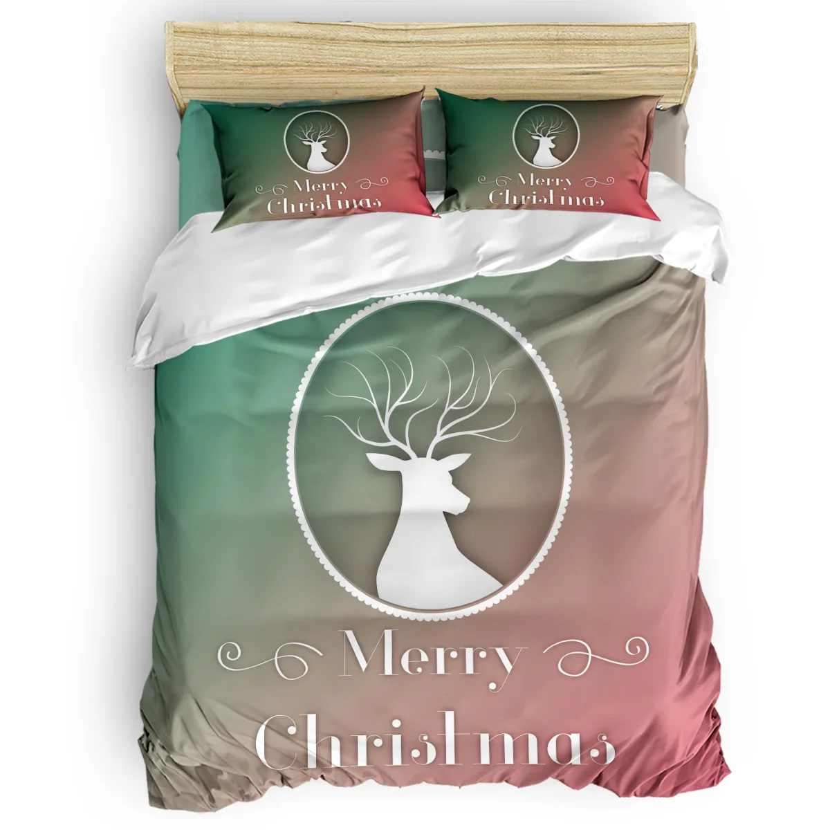

Santa Elk Duvet Cover Set Vintage Floral Art Design Collection of 3/4pcs Bedding Set Bed Sheet Pillowcases Cover Set