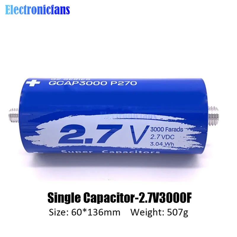 

2.7V 3000F Super Farad Capacitor Long Foot Super Capacitor for Car Auto Power Supply 2.7V3000F 136*60mm Super Capacitance