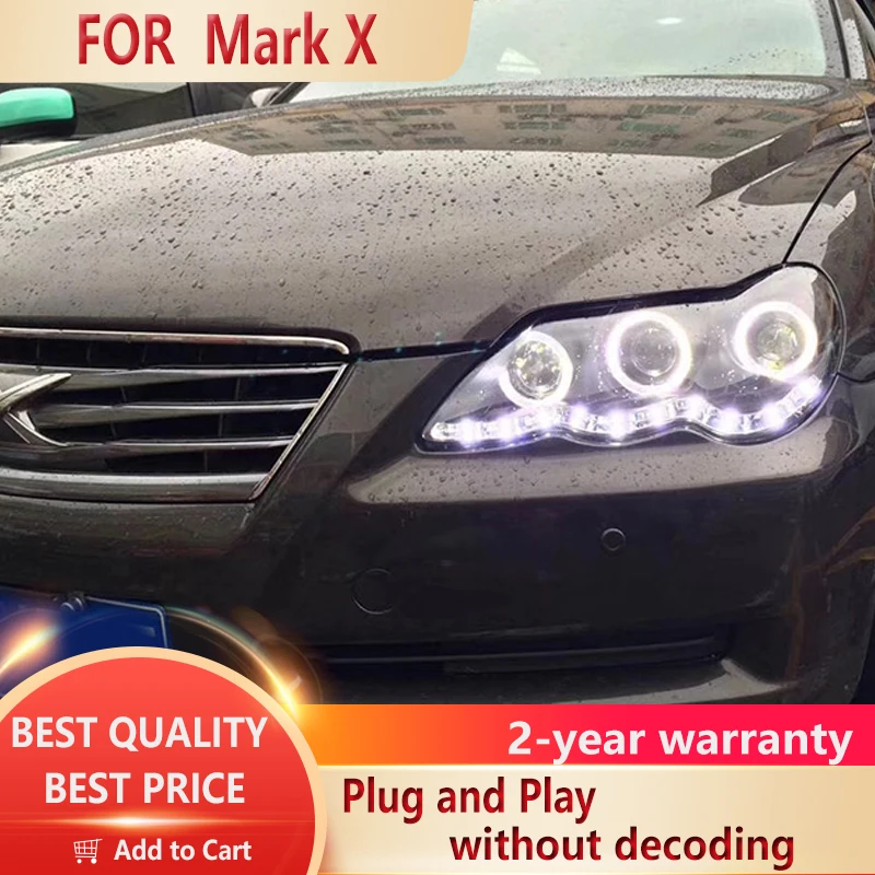 

Для Toyota Mark X фары 2005-2009 Reiz светодиодный ные фары DRL Hid фары ангельские глазки Биксеноновые лучевые аксессуары