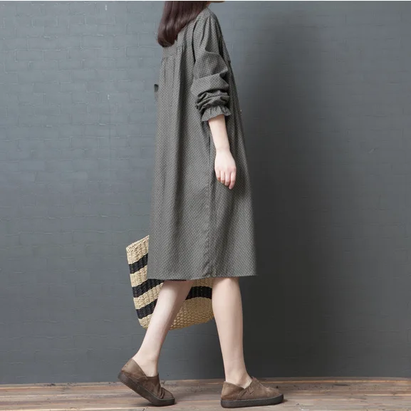 

Spring Clothing New Style 2019 Korean-style Loose And Plus-sized WOMEN'S Dress-Style Pure Cotton Dotted Shirt Long-sleeved Cardi