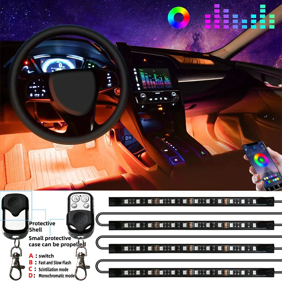 

Car atmosphere lamp led strip light rgb tape for decoration intelligent wifi Bluetooth fita 12V Cigarette Lighter neon lights de
