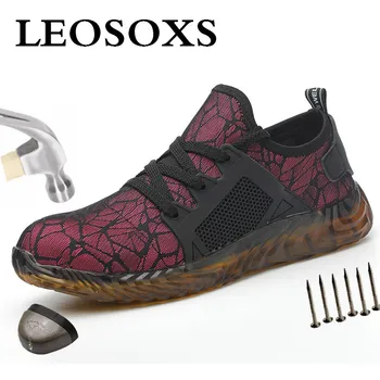 

LEOSOXS 2020 Men's Outdoor Mesh Light Breathable Safety Sneakers Construction Safety Protective Working Sneakers Big Size 48