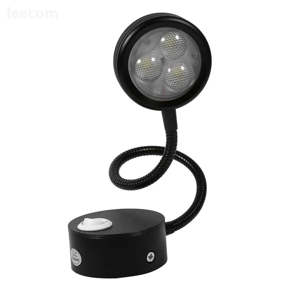 

4Pcs/Lot 3W Led Lamps Flexible Adjustable Gooseneck Bedroom Lamp Bedside Wall Sconce Reading Light With Knob Swith
