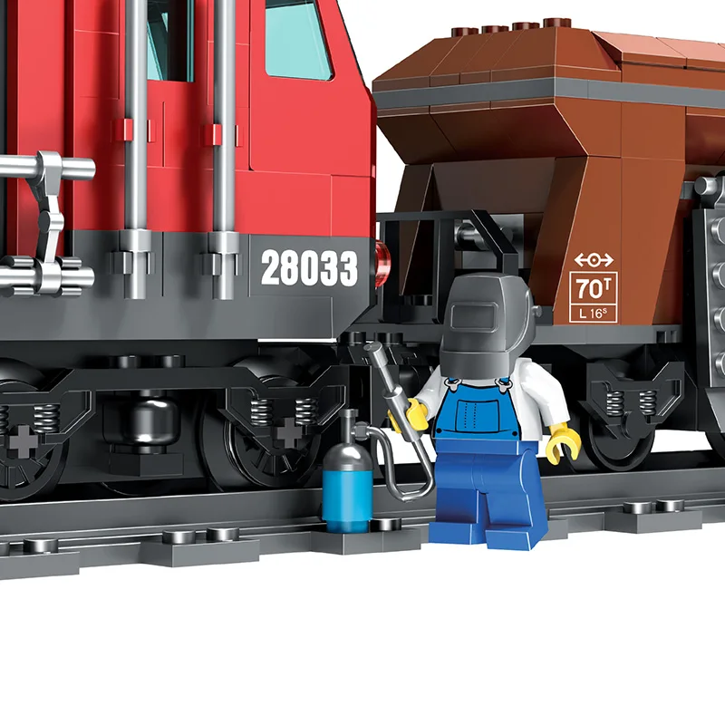 1078pcs Technic Электрический поезд с питанием от аккумулятора, городской тяжелый поезд, железные дороги, строительные блоки, кирпичная игрушка в подарок для детей