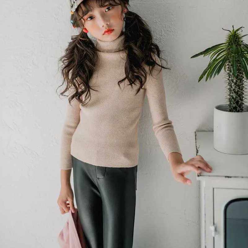 

Knitted Big Girl Sweater Autumn Winter Sweater For Girls Baby Kids Girl Sweaters Toddler Girl Turtleneck Tops Children Clothing