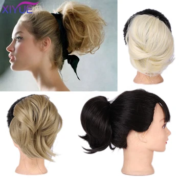 

Natural Hair Messy Chignon Synthetic Donut Hair Bun Pad Popular High Side Bun Elastic Rubber Trendiest for Medium Length Hair