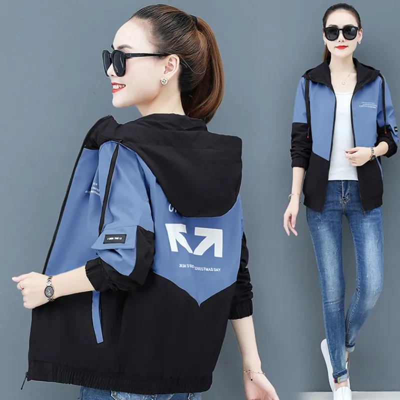2022 New Autumn Women\'s Jackets Causal Hooded Windbreaker Famale Basic Coat Zipper Lightweight Jacket Outwear