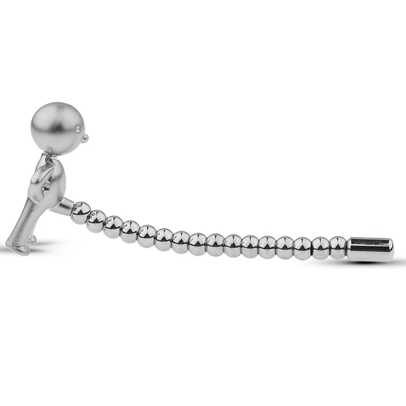 Metal Small Sagittarius Eye Irritation Pull Bead Urethra Blockage Expansion Plunger Bending Sex Toy For Man Urethral Stimulation
