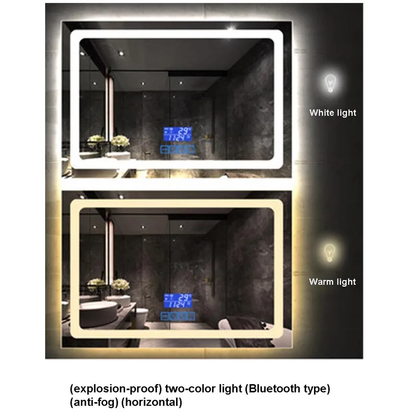 CTL300 настенное зеркало для ванной комнаты интеллектуальный сенсорный переключатель взрывозащищенное противотуманное зеркало для ванной со светодиодной подсветкой 110 В/220 В - Цвет: C 750x1000mm