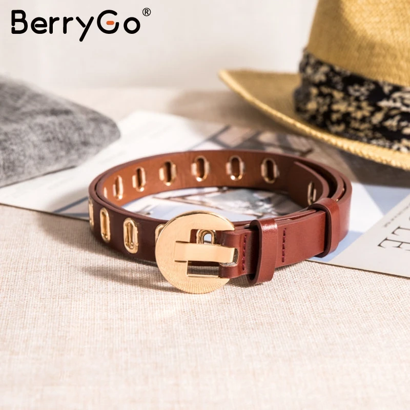 Бургундия BerryGo плотные цветные штаны-скинни кожаный женский ремень модные брюки свитер пояс Повседневная металлическая кожа женский длинный ремень - Цвет: Бургундия