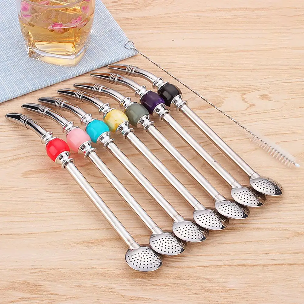 

New Arrival Stainless Steel Drinking Straw Spoon Coffee Yerba Mate Tea Filter Bar Tools