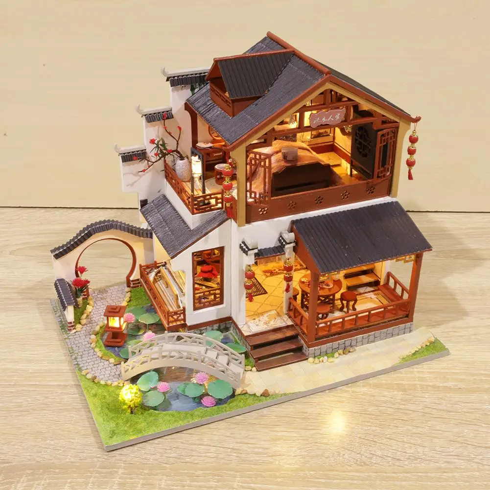 DIY кукольный домик набор 3D ручной работы китайский древний строительный дом для девочки на день рождения подарок ко Дню Святого Валентина домашний Декор Ремесло Коллекционное
