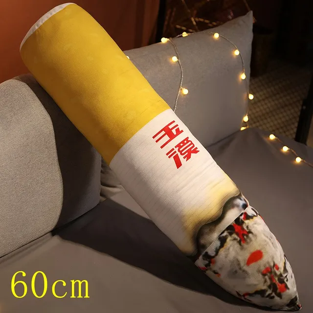 Funny Lit Cigaret Plush Toys Soft Cartoon Cigarette Stuffed Doll No Smoking Cylindrical Sleeping Long Pillow Cushion Best Gifts